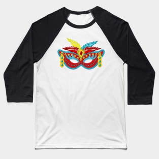 Mardi Gras Mask | Red Mask Felt Look | Beads by Cherie's Art(c)2020 Baseball T-Shirt